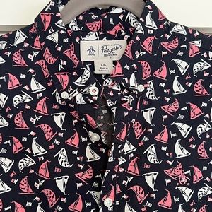 Original Penguin Men’s Short Sleeve Button Down, Large.